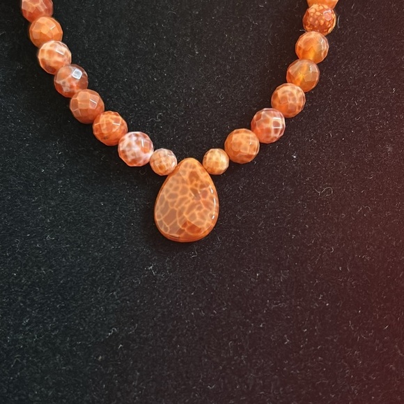 Rust Color Carnelian Beaded Necklace - Picture 4 of 9